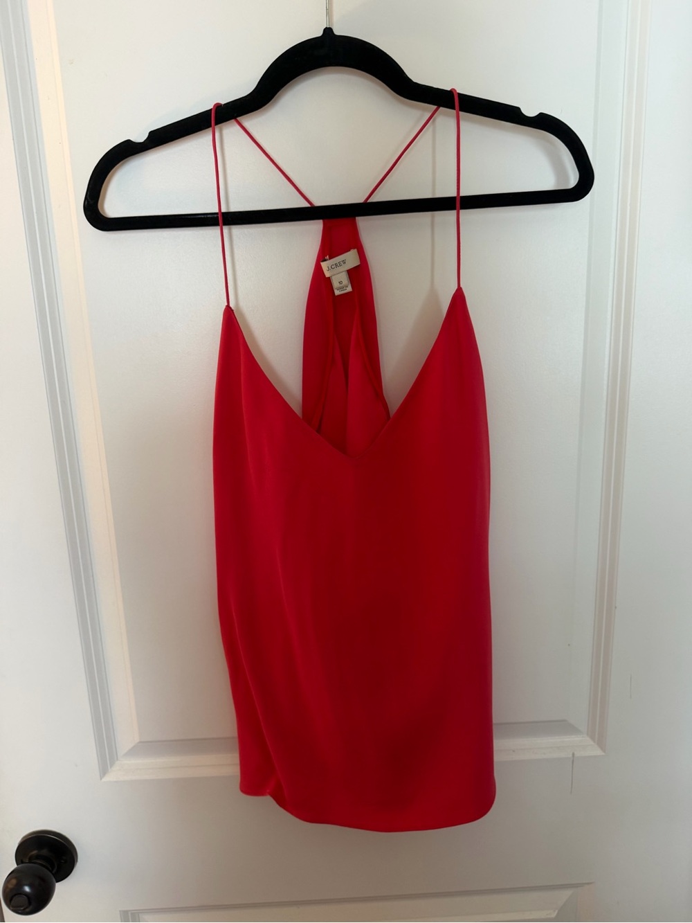 J. Crew Bright Red Silk Spaghetti-Strap Cami
